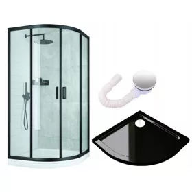   Armazi Midas KORFU Duschkabine Doppeltüren, verschiebbar 90 x 90 cm + Reihe Coda halbrunde Duschwanne 80 x 80 cm
