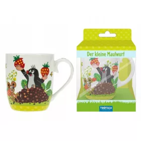    Porzellantasse mit Henkel, Maulwurf, Maus und Erdbeeren, hochwertig