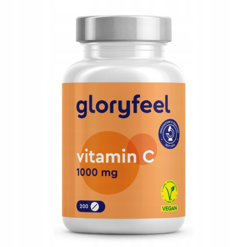 Gloryfeel Vitamin C Tabletten - Vegane Nahrungsergänzung, 200 Stück