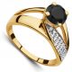  BREITER RING AUS 14K PR.585-GOLD MIT SCHWARZEM STEIN, GRÖSSE 12-24