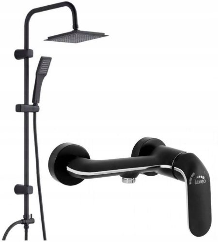 Kuchinox Hiro Aufputz-Duschset + schwarzer Duschhahn Laveo Zorita