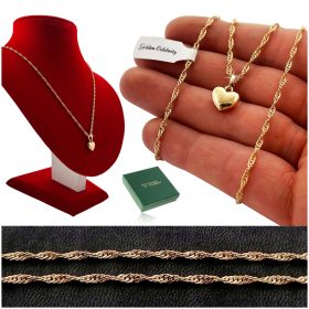    KLASSISCHE HERZ-HALSKETTE AUS 18K GOLD, GESCHENK FÜR FRAU, FRAU, MUTTER, TOCHTER