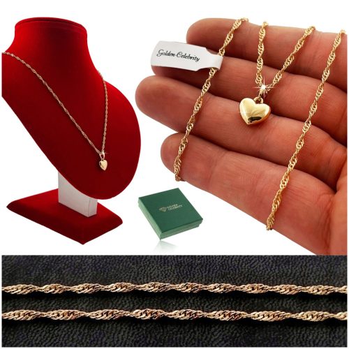  KLASSISCHE HERZ-HALSKETTE AUS 18K GOLD, GESCHENK FÜR FRAU, FRAU, MUTTER, TOCHTER