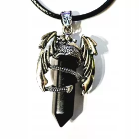    WUNDERSCHÖNE HALSKETTE ONYX SCHWARZ ACHAT DRACHE NATÜRLICHER STEIN-KRISTALL-ANHÄNGER