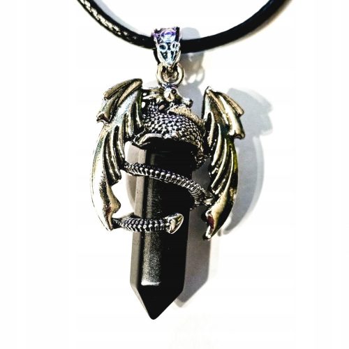  WUNDERSCHÖNE HALSKETTE ONYX SCHWARZ ACHAT DRACHE NATÜRLICHER STEIN-KRISTALL-ANHÄNGER