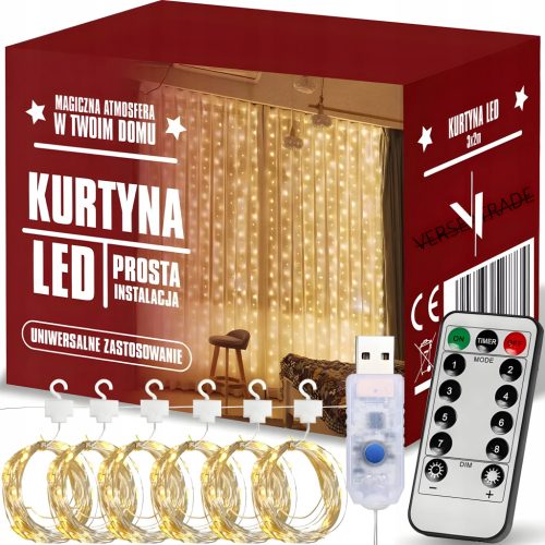  LICHTVORHANG 200 LED 3x2 Weihnachtsbaum Lichter Girlande für Fenster