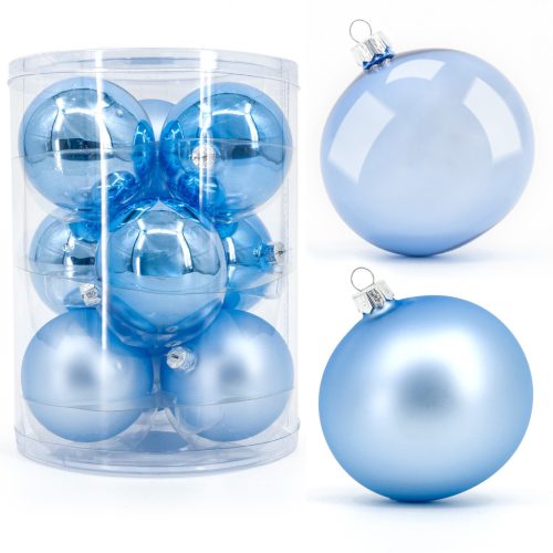  Glaskugeln für den Weihnachtsbaum, 8 cm, Blau-Mix