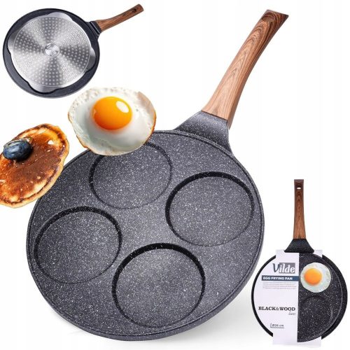  Vilde Black & Wood Bratpfanne für Eier und Pfannkuchen, 26 cm, Granit