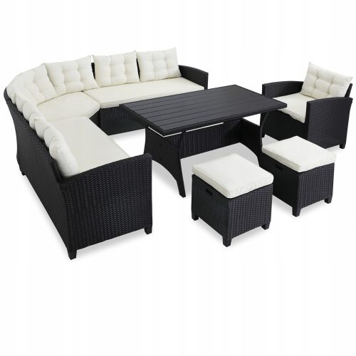 Ein Satz Garten- und Terrassenmöbel Casaria Technorattan Gartenmöbel-Set, Beige, 12-teilig.