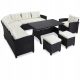 Ein Satz Garten- und Terrassenmöbel Casaria Technorattan Gartenmöbel-Set, Beige, 12-teilig.