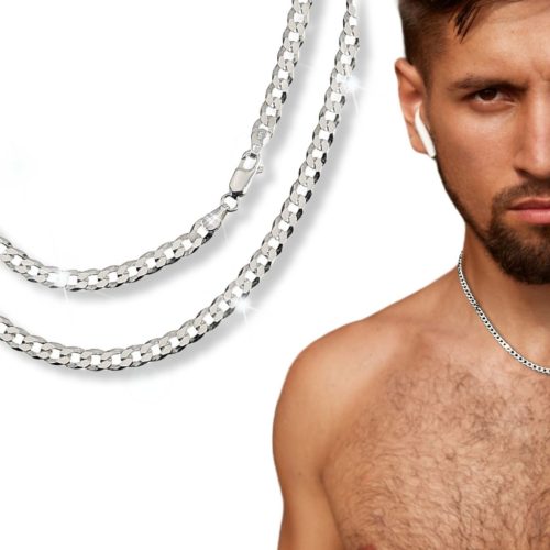  50 CM DICKE HALSKETTE FÜR HERREN, SILBERKETTE, 925, DIAMANTSTANGE