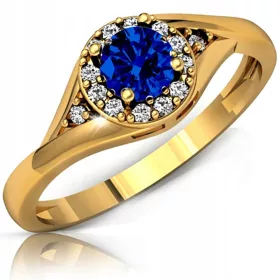  GOLD-VERLOBUNGSRING 585 14K SAPHIR r19