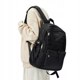  Schulrucksack mit mehreren Fächern, schwarz, 18 Jahre