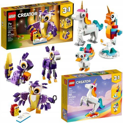  LEGO Creator 3 in 1 31125 Fantastische Waldkreaturen + LEGO Creator 3 in 1 31140 Magisches Einhorn