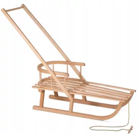   Traditioneller Holzschlitten LEO Leo-Schlitten mit Rückenlehne und Schieber