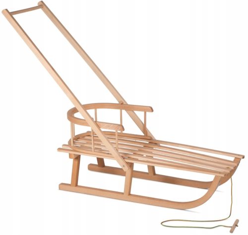  Traditioneller Holzschlitten LEO Leo-Schlitten mit Rückenlehne und Schieber