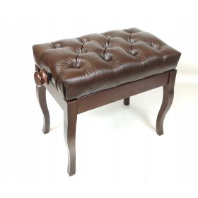  MX-Klavierbank, dunkler Walnuss, braunes Leder, A-5