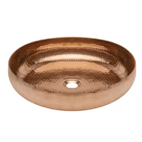   Rundes Aufsatzwaschbecken aus Cerames. Waschbecken aus Kupfer