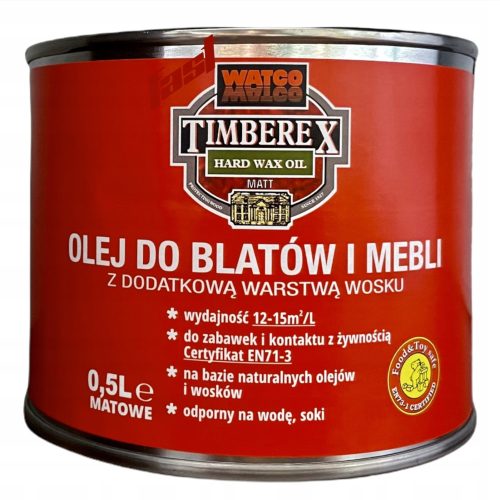  Timberex Hartwachsöl für Arbeitsplatten und Möbel 500 ml matt