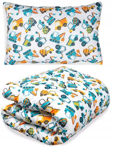  Steppdecke 100x135 und Kissen 40x60 für ein ganzjähriges Kinderset Bagger