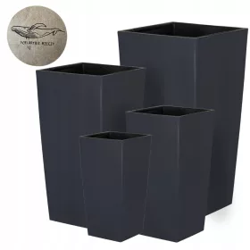    4× Blumentopf Whale Things 24 cm x 24 x 45 cm schwarzer Kunststoff