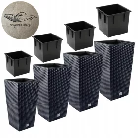    4× Blumentopf Whale Things 26,5 cm x 26,5 x 45 cm Kunststoff schwarz