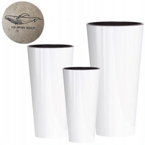 Töpfe und Pflanzgefäße für den Außenbereich und den Garten 3× Blumentopf Whale Things 40 cm x 40 x 76 cm Durchmesser 40 cm Kunststoff weiß