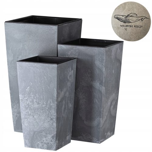 Töpfe und Pflanzgefäße für den Außenbereich und den Garten 3× Blumentopf Whale Things 30 cm x 30 x 55 cm Kunststoff Graphit
