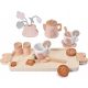  Tee-Set aus Holz, Kaffee-Set für Kinder, Tassen, Krug, Vase