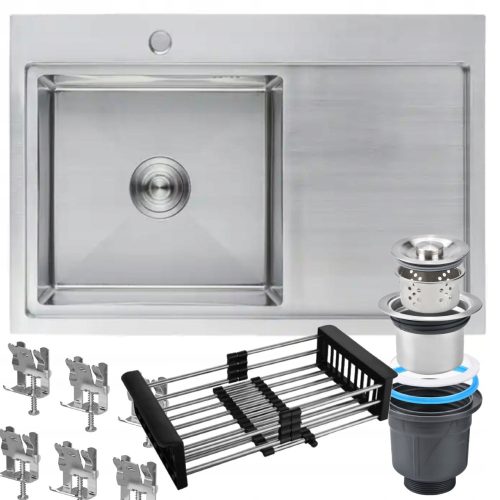 Einzelbeckenspüle STAHLKÜCHENSPÜLE 78x50 cm Inox-Stahl