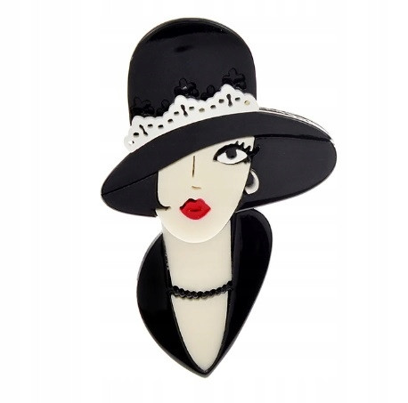 BROSCHE, PIN, BROCHE - SCHÖNES MÄDCHEN MIT HUT, 1930er Jahre