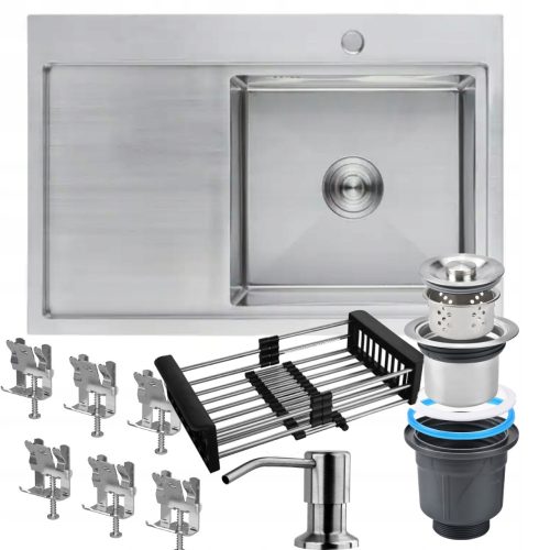 Einzelbeckenspüle STAHLKÜCHENSPÜLE 78x49 cm Inox-Stahl