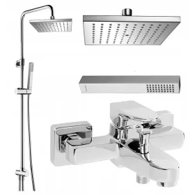   Wandmontierter Omnires UNI Chrom + Wandmontierter Einhebel-Badewannenhahn Omnires Siena Chrom