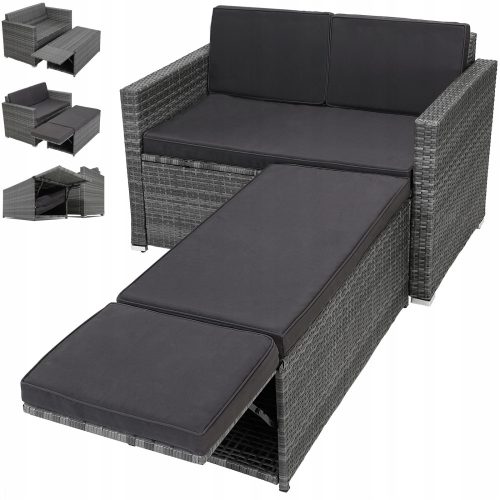 Ein Satz Garten- und Terrassenmöbel Casaria Gartenmöbel-Set, Kunststoff, grau, 6-teilig.