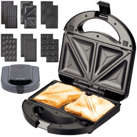    LOVIO LVSM001BK 6in1 Toaster, für Nüsse, Toast, Sandwich, schwarz 1000 W