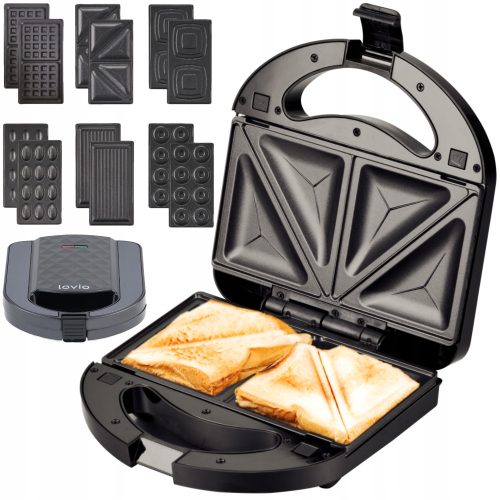  LOVIO LVSM001BK 6in1 Toaster, für Nüsse, Toast, Sandwich, schwarz 1000 W