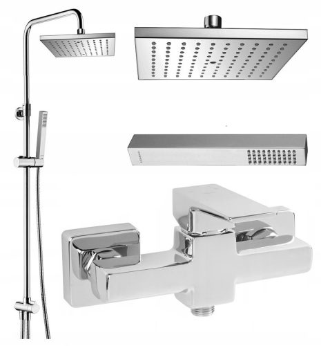 Wandmontierter Omnires UNI Chrom + Omnires Parma Duscharmatur Chrom