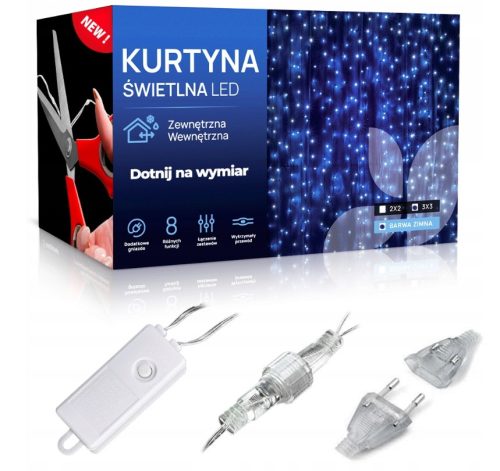 Lunarise - kurtyna świetlna LED 3x3 m 300 LED - biały zimny