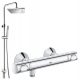 Wandmontierter Omnires UNI Chrom + Grohe GROHTHERM 500 Chrom-Duscharmatur