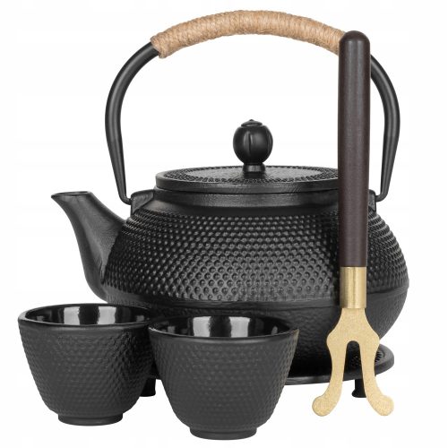Tee- und Kaffeekanne und Kaffeemaschinen Traditioneller Gusseisenkessel Avocado Home 0,85 l, schwarz