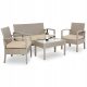 Ein Satz Garten- und Terrassenmöbel Casaria Technorattan Gartenmöbel-Set, Beige, 7-teilig.