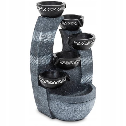  GARTENBRUNNEN FÜR DEN GARTEN, DEKORATIV, 5 SCHALEN AN DER WAND, LED-BELEUCHTUNG 180l/h