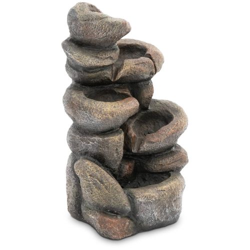  Kaskadenbrunnen für den Garten, beleuchtete Steinoptik, LED, 12 W, Harz