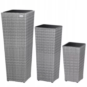   Casaria Blumentopf 29 cm x 29 x 80 cm, Kunststoff, Grau- und Silbertöne