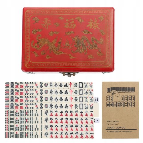  Emulitivt Tragbares Mahjong-Spielset, chinesisches Mahjong-Spielspielzeug-Set für Zuhause und Reisen