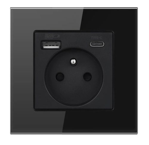 Steckdose, Wand USB BarON schwarz
