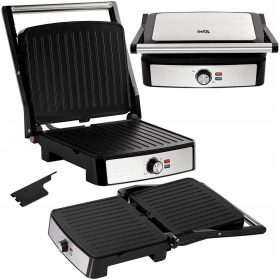    Contact, Panini, klappbarer Elektrogrill EMAVO Elektrogrill Silber/Grau 2200 W
