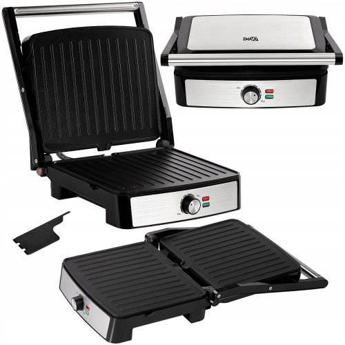  Contact, Panini, klappbarer Elektrogrill EMAVO Elektrogrill Silber/Grau 2200 W