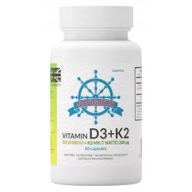   Navigator Vitamin D3 10000 IU + Vitamin K2 MK-7 200 μg, 60 Kapseln für Knochen und Immunsystem