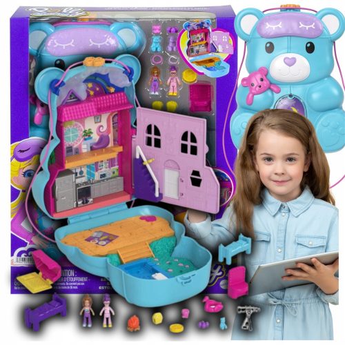  POLLY POCKET SET BÄR PUPPENTASCHE FÜR KINDER POOLHAUS + ZUBEHÖR HIT